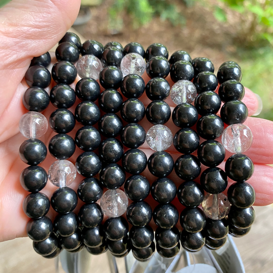 Shungite & Herkimer Diamond Unisex Bracelets Bra34