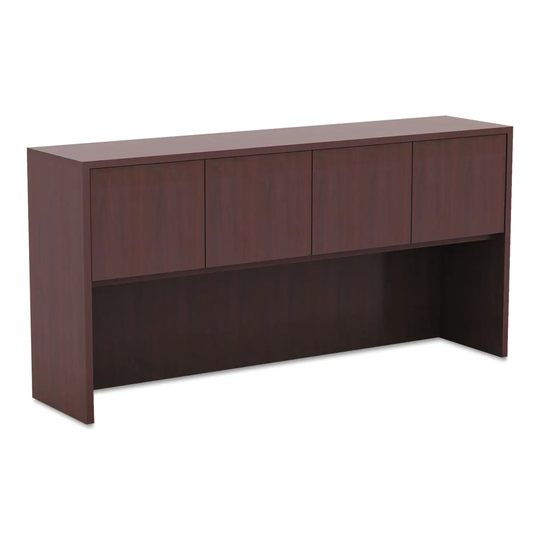 Alera Valencia Series Hutch With Doors, 64.75 x 15 x 35.38, Mahogany - 64.75" x 15" x 35.38"