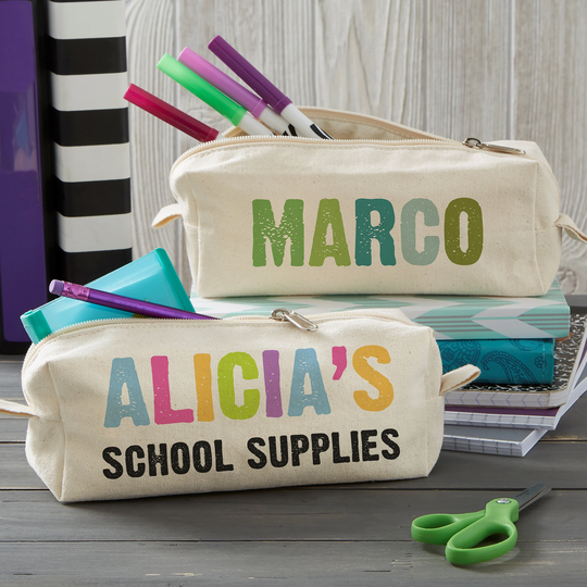 All Mine Personalized Canvas Pencil Case, School Supplies, Back To Gifts For Kids