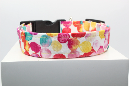 Party Time Balloons Dog Collar, Handmade Fabric Print Custom Collars For Dogs, Dog Collars