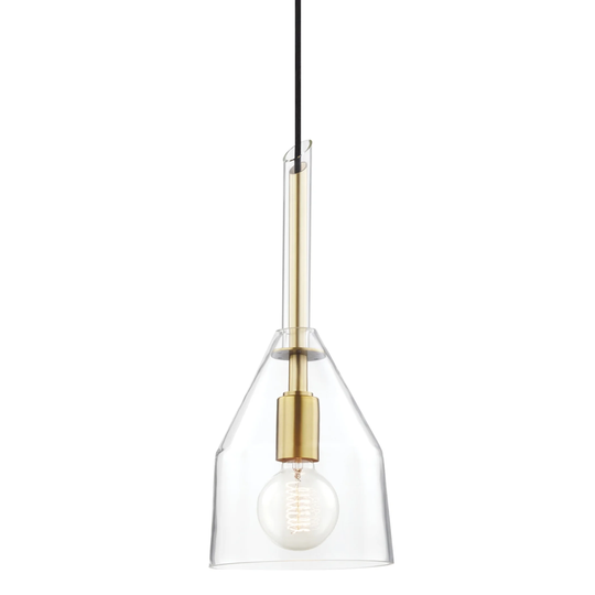 Mitzi by Hudson Valley Sloan 1-light Aged Brass Small Pendant, Clear Glass