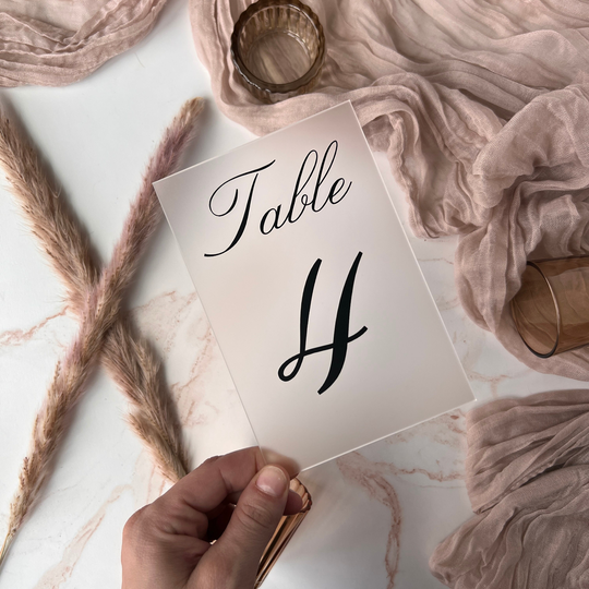 Acrylic Table Numbers, Numbers With Stand, Frosted Gold Wedding