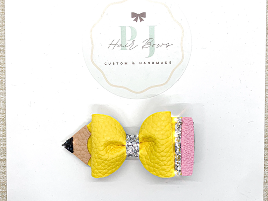 Pencil Hair Bow ~ Clip Back To School To Girl's Birthday Gift Ideas