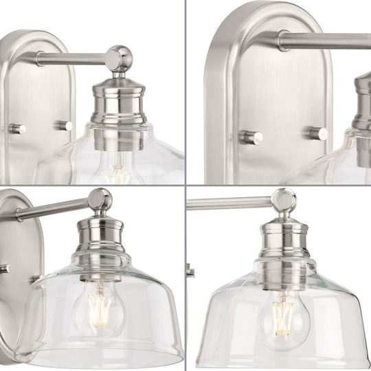 Singleton Collection 1-Light 7.62 in. Brushed Nickel Vanity Light with Clear Glass Shade - Small