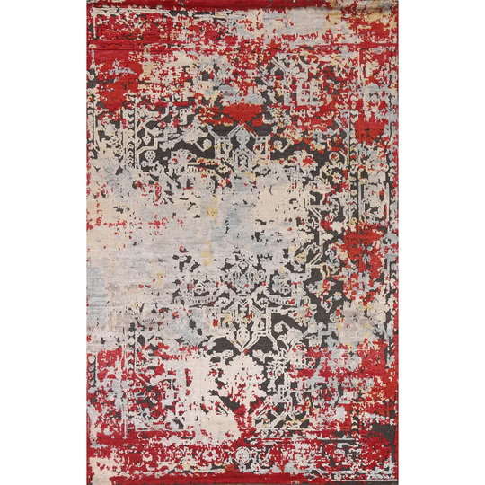 Multi-Color Abstract Area Rug Hand-knotted Wool Carpet - 5'8" x 7'10"