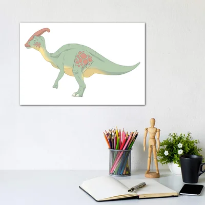 Parasaurolophus Pencil Drawing with Digital Color by Alice Turner - Graphic Art Print