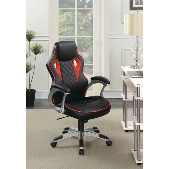 Contemporary Black and Red High Back Office Chair - 25" x 27.25" x 44" - 25" x 27.25" x 44"