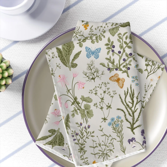 Vintage Floral Table Napkins Wild Flowers Dinner Napkins Set Of 4 Botanical Kitchen Decor Floral Table Decoration Fabrics Garden