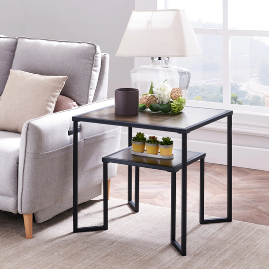 Dual Tier Coffee Small Square End Table Side Table Beside Table - 25.98*24.02*24.21