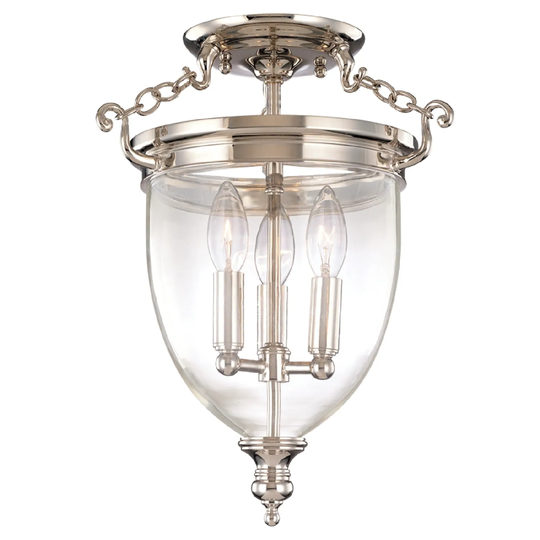 Hudson Valley Hanover 3-light Semi Flush, Polished Nickel