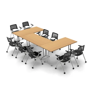 9 Person Conference Meeting Tables with 9 Chairs Complete Set
