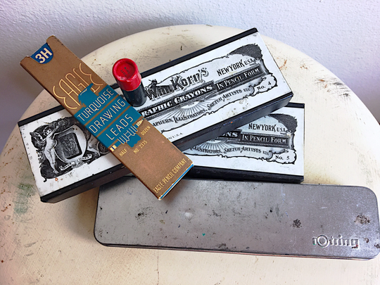 Vintage Drawing Pencils, Leads, Charcoal Graphite, Antique Graphics, Pencil Boxes