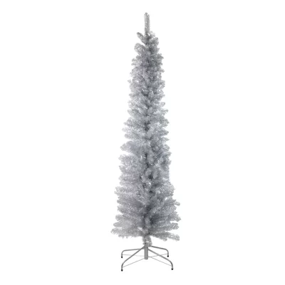 6' Pencil Silver Artificial Christmas Tree - Unlit