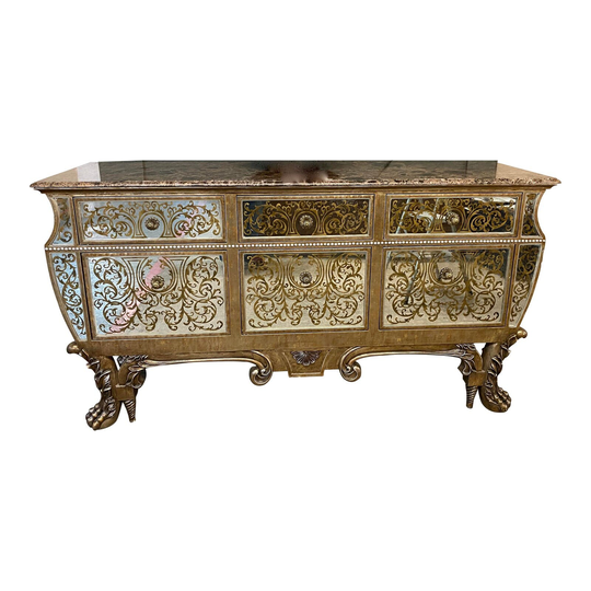 Fratelli Tosi Style Etched Glass Mirrored Sideboard