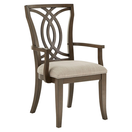 Sullivan Dark Walnut Finish and Beige Fabric Dining Chair (Set of 2) by iNSPIRE Q Classic