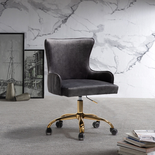 Alex Velvet Task Chair With Golden Base