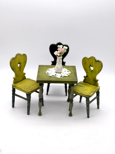 1/6 Table & Chairs For Doll, Miniature Dollhouse Dining Set, Doll Furniture Blythe, Barbie, Bjd Dolls