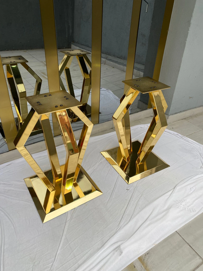 Stainless Steel Shiny Gold Plated Table Legs, Metal Modern Brass Dining Desk Legs