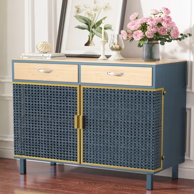 31.5'' Wide Sideboard With 2 Drawer And Storage Cabinet,Gray+Blue