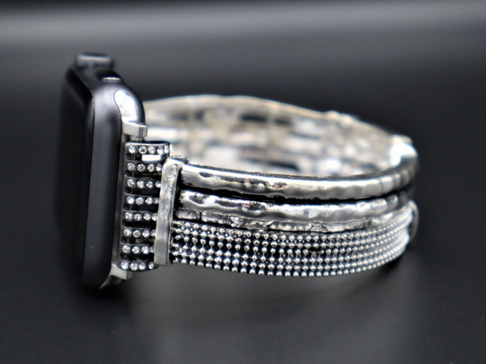 Handmade Silver Plated Apple Samsung Fitbit Watchband, Custom Size Band 38mm 40mm 42mm 44mm. Versa 1-2-3 Sense Galaxy Active