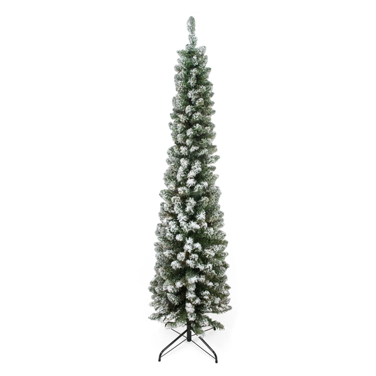 6' Flocked Green Pine Pencil Artificial Christmas Tree Unlit - 6 Foot