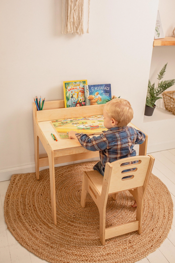 Board Game Table & Chair, Montessori Furniture, Desk Organizer For Toddler, Custom Play Table, Kids Activity