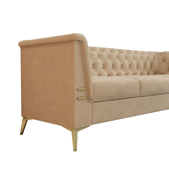 82.67'' Width Velvet Sofa Removable Cushion 3 Seat