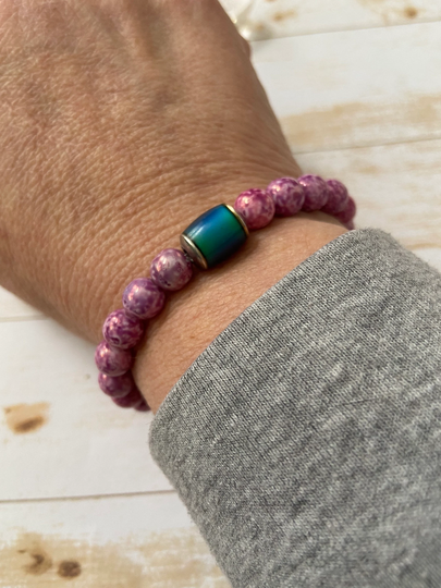 Purple Mood Bead Bracelet, Changing Color Jewelry, Retro Ring Change Birthday Gift For Her, Teen