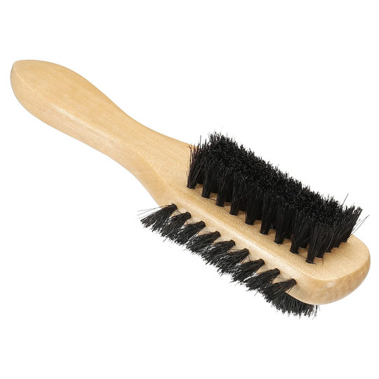 Bristle Shoe Brush with Handle 2 Sided Leather Polish Daubers Wooden Color - Wooden Color