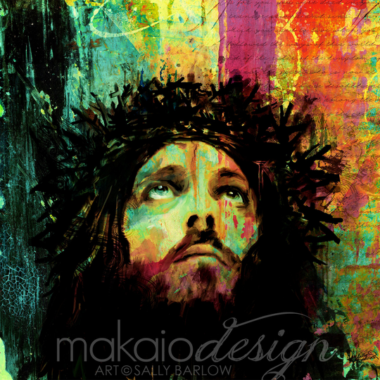 Bright Colorful Jesus Painting Mixed Media Wall Art Print, Canvas, Or Metal