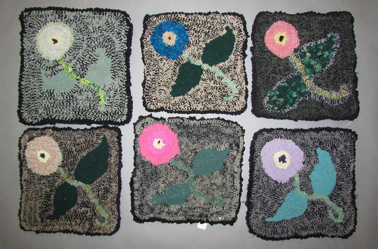 Antique Shirred & Sewn Chair Pads, Set Of Six
