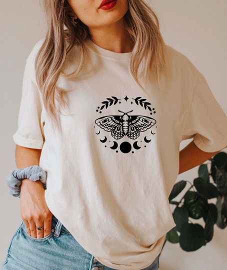 Comfort Colors Celestial Moth Shirt, T-Shirt, Boho Comfy Oversized Shirt