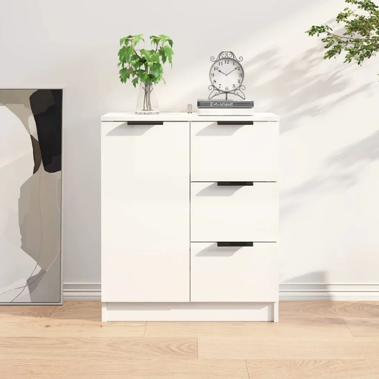 Sideboard High Gloss White 23.6"x11.8"x27.6" Engineered Wood