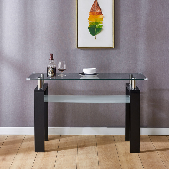 Modern White Console Table, Contemporary Glass Top, Coffee, Console, Sofa & End Tables