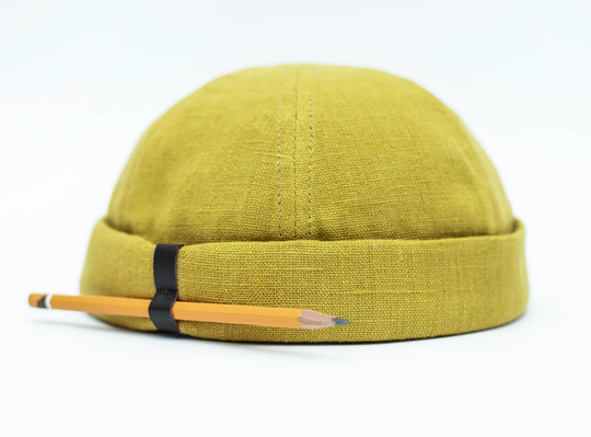 Limited Edition Handmade Docker Hat With Pencil Holder. Docker Cap Made Of 100% Linen. Unisex Round Hat. Brimless | Skull