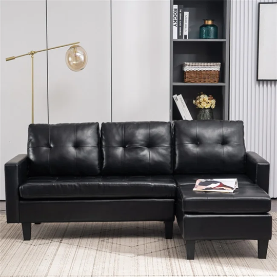 L-shaped Variable Combination Three-Seat Indoor Sofa Black