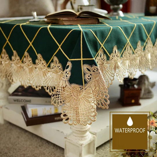 Europe Lace Table Dining Cover Cloth Plaid Fabric Waterproof Tablecloth Rectangular Square With Dining Oilproof Table