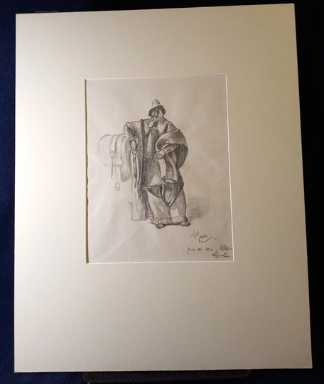Alfredo Guido | Argentina 1892-1967 "Gaucho", Pencil Drawing, C. 1950, Signed in Pencil, | Free Shipping
