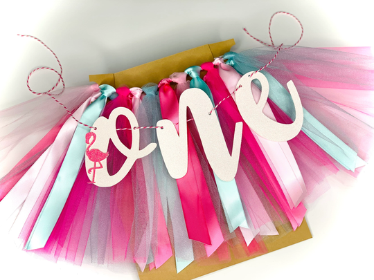 Let's Flamingle Flamingo High Chair Birthday Banner, Smash Cake, 1st Photo Backdrop, One Aq