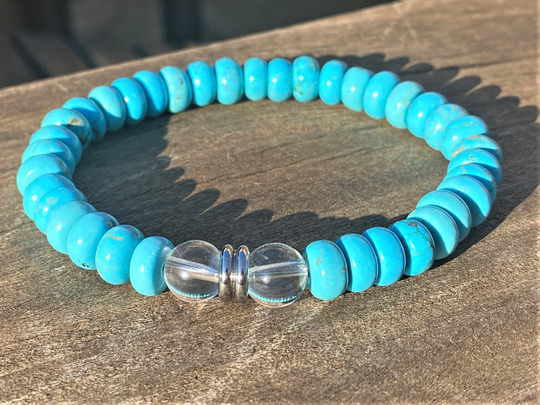 Turquoise & Phenacite 8mm Healing Stone Bracelet With Positive Energy