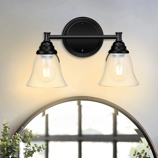 3-Light Farmhouse Bathroom Vanity Wall Lights Black
