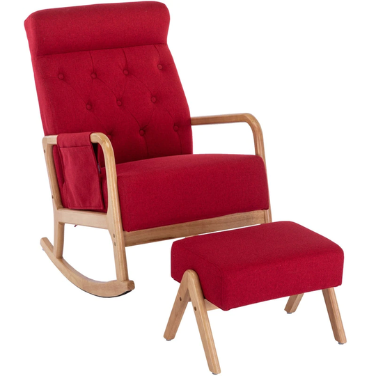 Fabric Rocking Chair With Ottoman, Accent Glider Rocker Chair