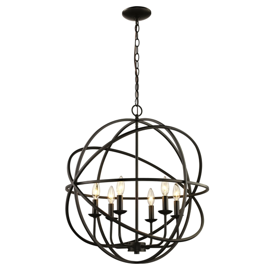 Giuseppe Imports 70656 ROB Six Light Pendant Apollo Rubbed Oil Bronz - Exact Size