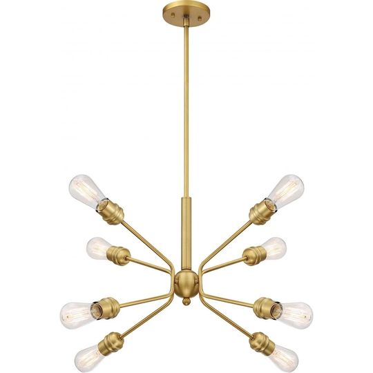 Faraday 8-Light Pendant Fixture Brushed Brass Finish - N/A