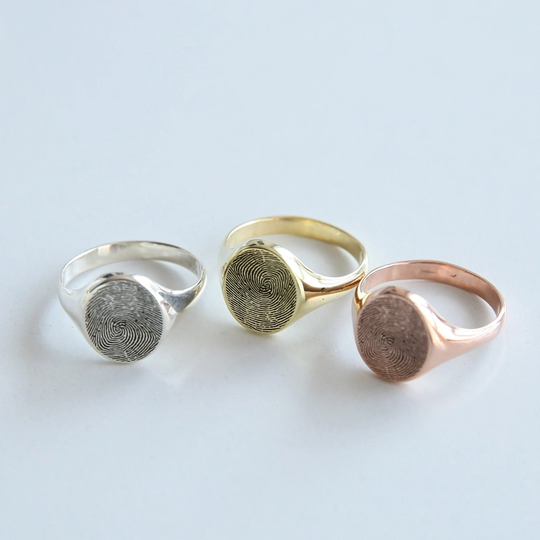 14K Gold Fingerprint Ring, Actual Ring, Fingerprint Jewelry, Personalized Ring, Memorial Ring, Signet Ring, Personalized Gift, Jx21