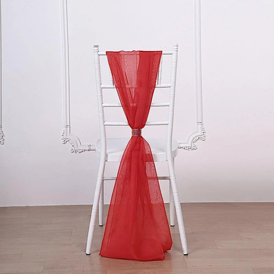 5 Red Extra Wide Premium Chiffon Chair Sashes