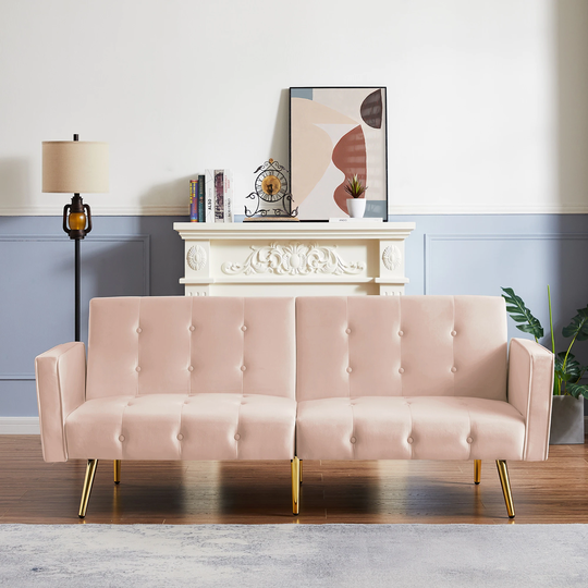 Velvet button tufted sofa bed