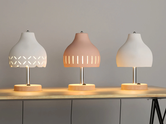 Naaya Bell Ceramic Table Lamp/Desk Light in Wood, & Stainless Steel, Bedside Lighting, Mantle, Study, Decor, Living, Corners