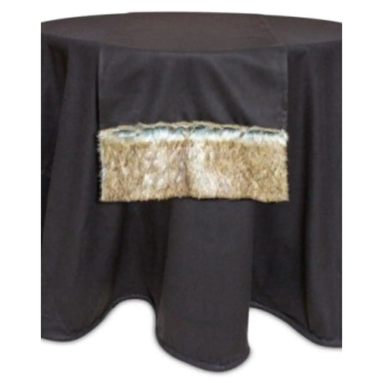 70" Brown Country Rustic Christmas Table Runner Faux Fur Border Trim