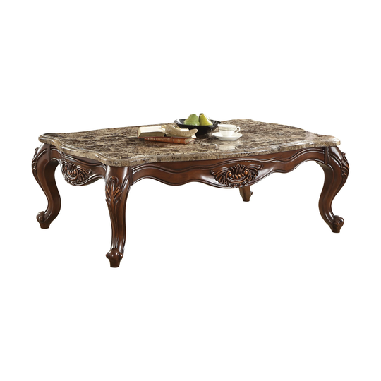 ACME Jardena Coffee Table, Marble & Cherry Oak - 1 Piece